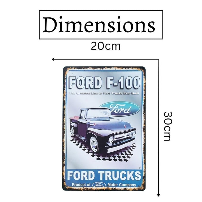 Number Plates Big Wall Sign – Ford F - 100 Classic Truck - eazy wagon