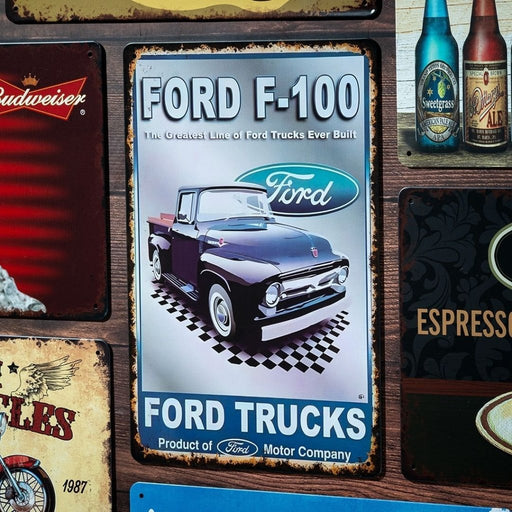 Number Plates Big Wall Sign – Ford F - 100 Classic Truck - eazy wagon