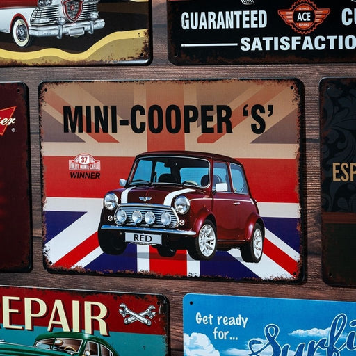 Number Plates Big Wall Sign – Mini Cooper S British Classic - eazy wagon