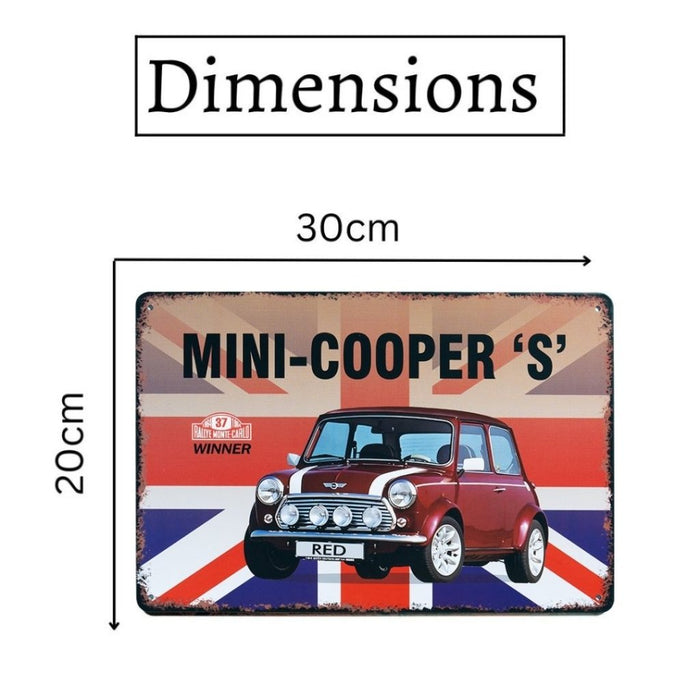 Number Plates Big Wall Sign – Mini Cooper S British Classic - eazy wagon