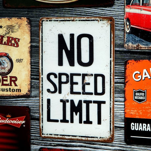 Number Plates Big Wall Sign – No Speed Limit - eazy wagon