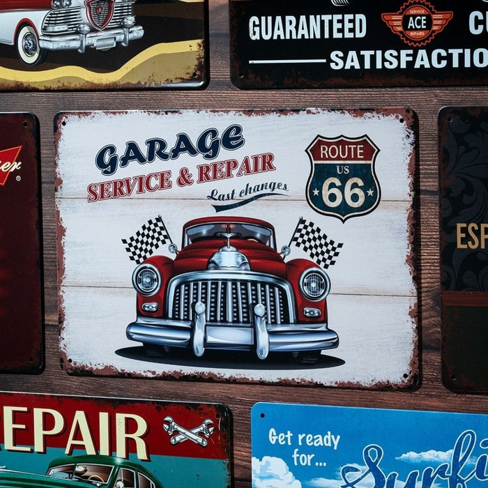 Number Plates Big Wall Sign – Route 66 Garage Service Classic Car - eazy wagon