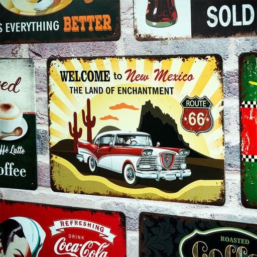 Number Plates Big wall sign - Vintage Car Welcome To New Mexico - eazy wagon