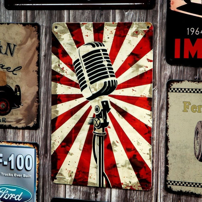 Number Plates Big Wall Sign – Vintage Microphone - eazy wagon