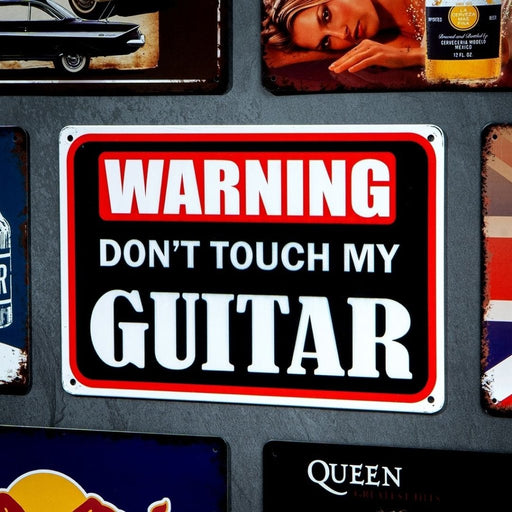 Number Plates Big Wall Sign – Warning Don’t Touch My Guitar - eazy wagon