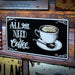 Number Plates wall sign - All You Need Is Coffee - eazy wagon