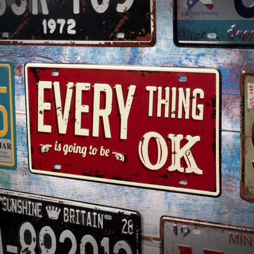 Number Plates wall sign - Everything is going to be OK - eazy wagon