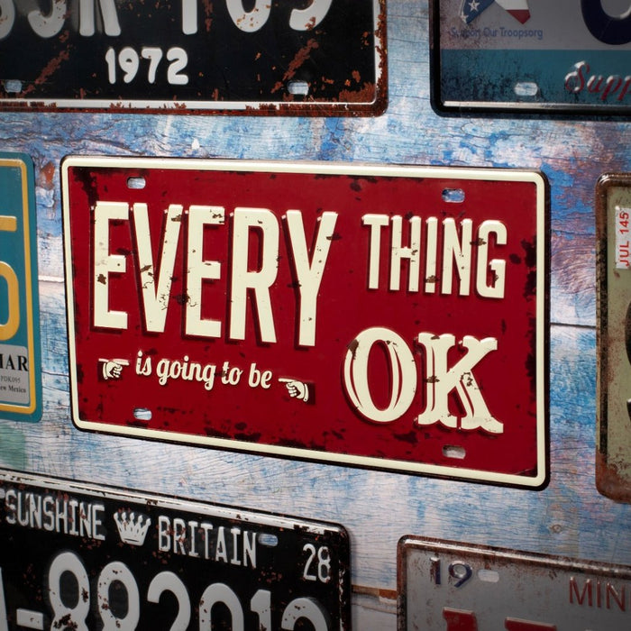 Number Plates wall sign - Everything is going to be OK - eazy wagon
