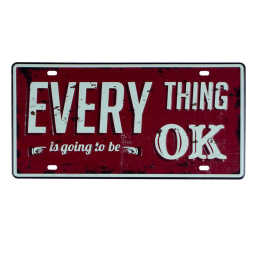 Number Plates wall sign - Everything is going to be OK - eazy wagon