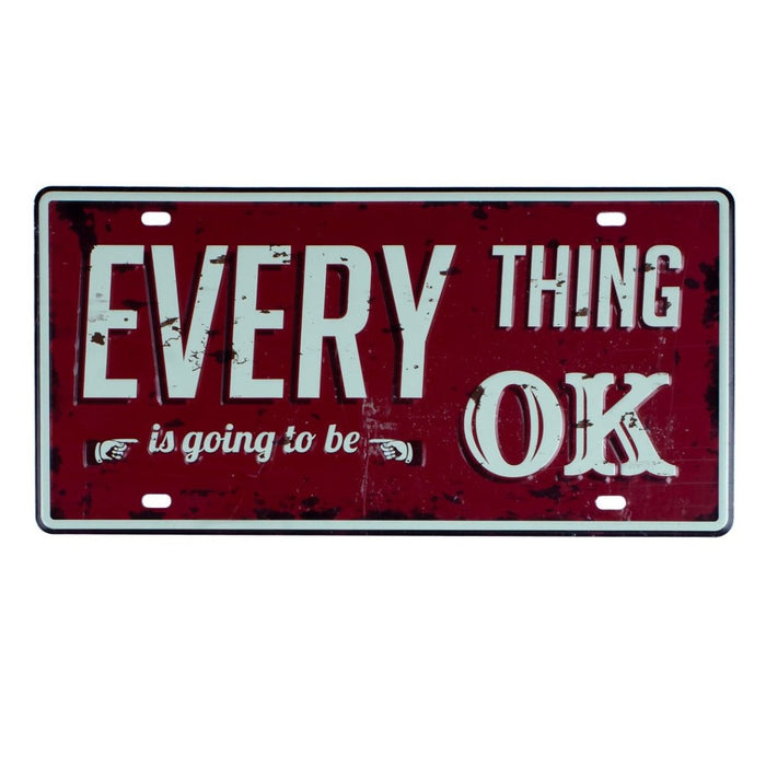 Number Plates wall sign - Everything is going to be OK - eazy wagon