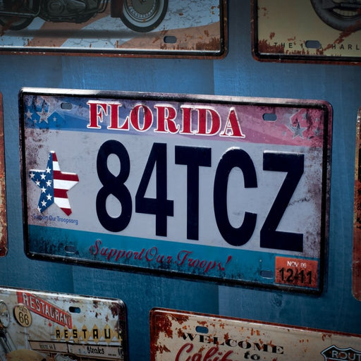 Number Plates wall sign - Florida 84TCZ - eazy wagon