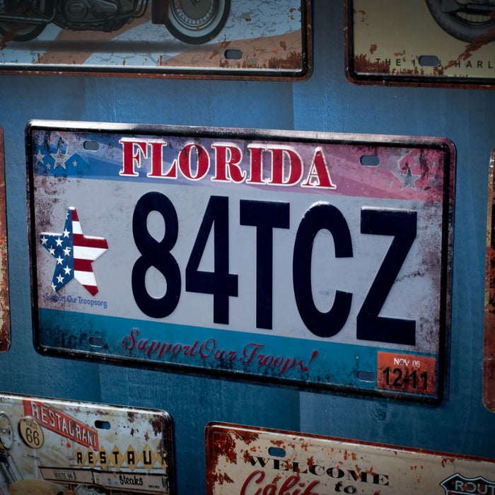 Number Plates wall sign - Florida 84TCZ - eazy wagon