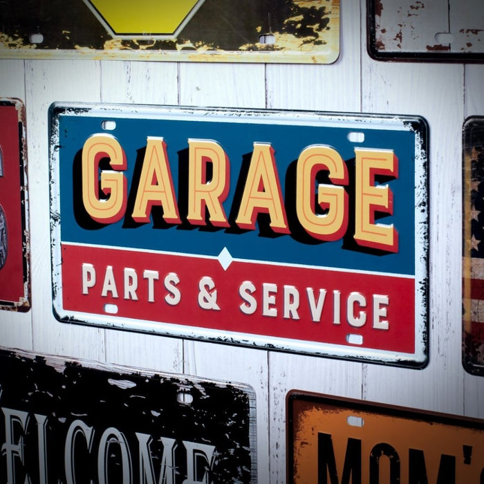 Number Plates wall sign - Garage Parts & Service - eazy wagon