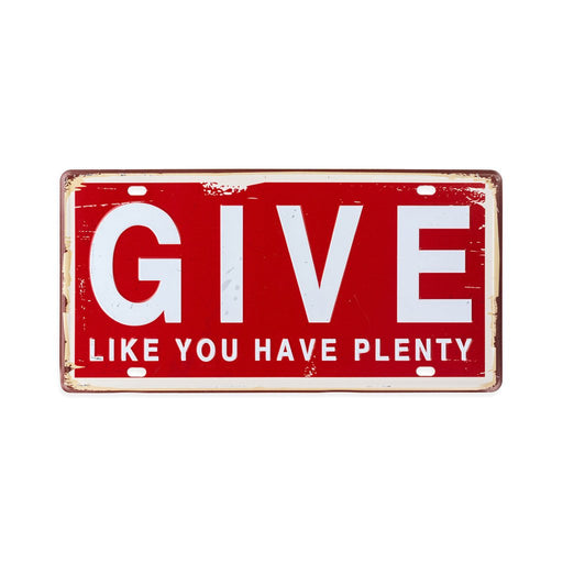 Number Plates wall sign - Give like you have plenty - eazy wagon