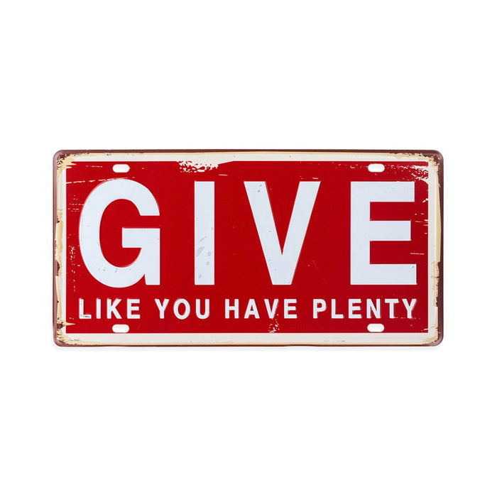Number Plates wall sign - Give like you have plenty - eazy wagon