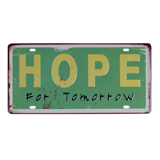 Number Plates wall sign - Hope for tomorrow - eazy wagon