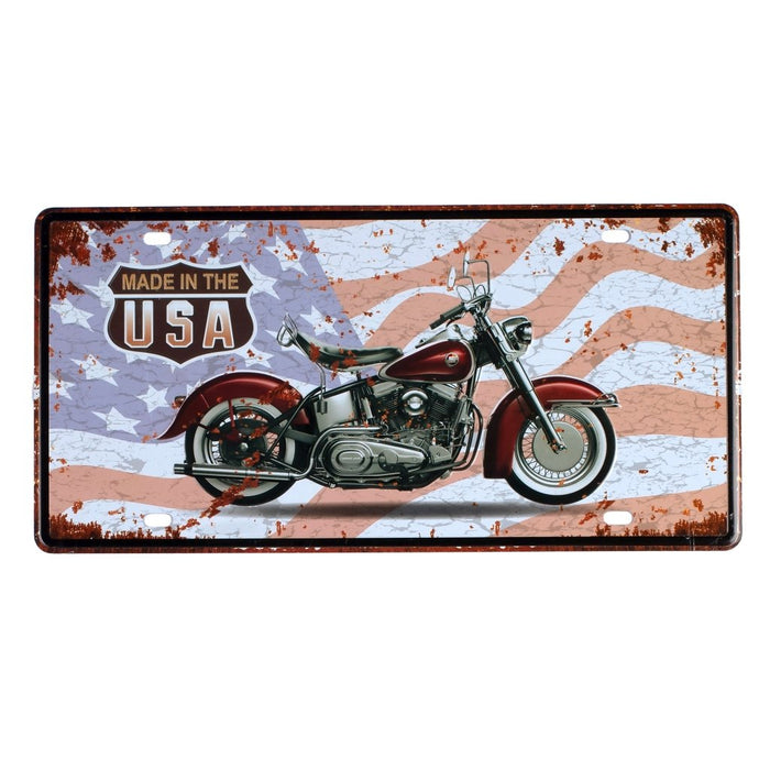 Number Plates wall sign - Made in the USA Motorcycle - eazy wagon