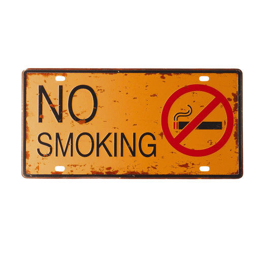 Number Plates wall sign - No Smoking Orange - eazy wagon