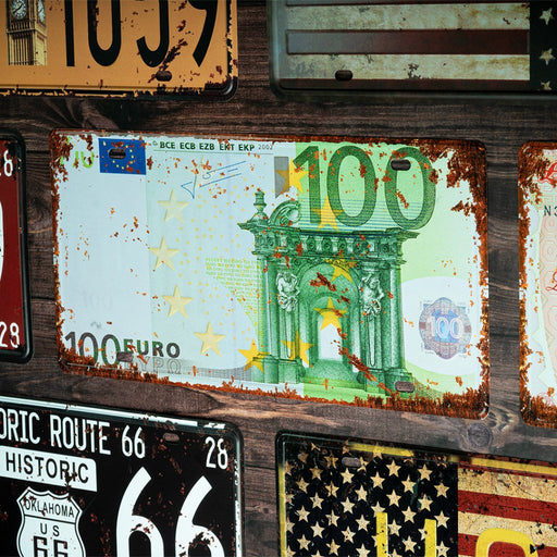 Number Plates wall sign - One Hundred Euro - eazy wagon