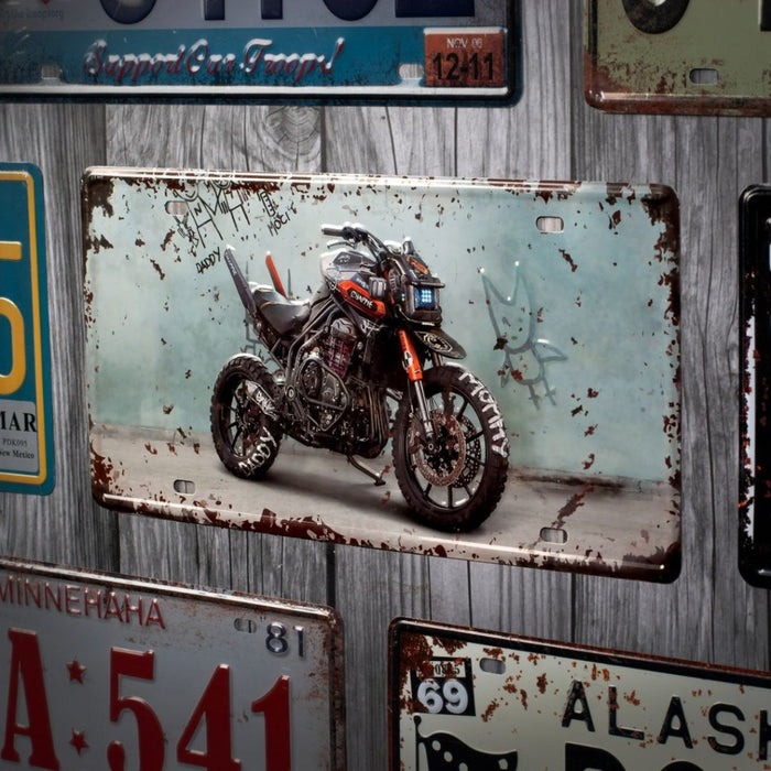 Number Plates wall sign - Triumph Tiger Motorbike - eazy wagon