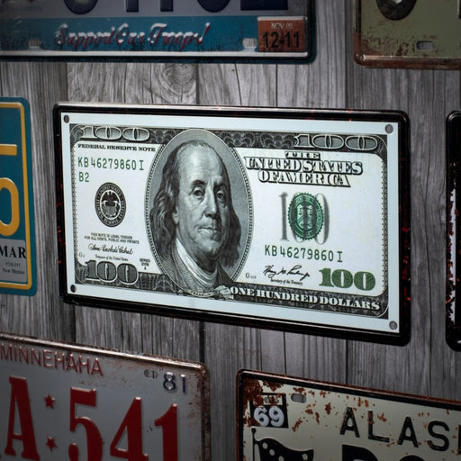 Number Plates wall sign -US Hundred Dollar - eazy wagon