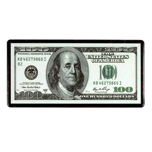 Number Plates wall sign -US Hundred Dollar - eazy wagon