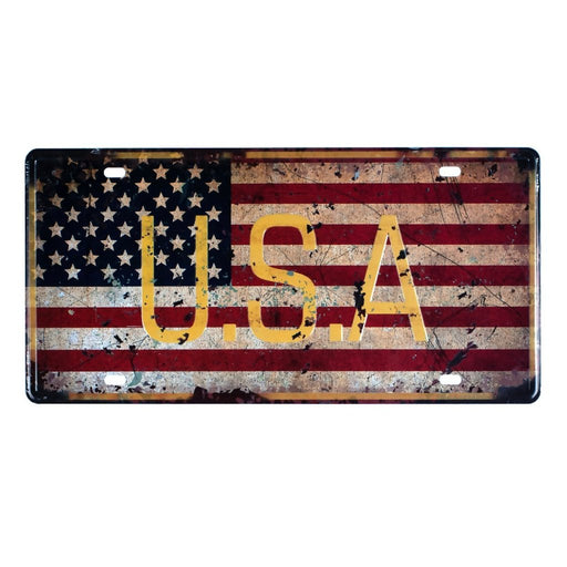 Number Plates wall sign - USA Retro flag - eazy wagon
