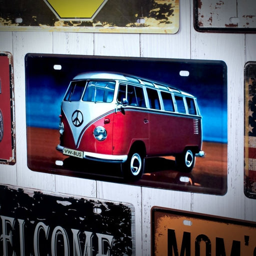 Number Plates wall sign - Volkswagen White & Red Van - eazy wagon
