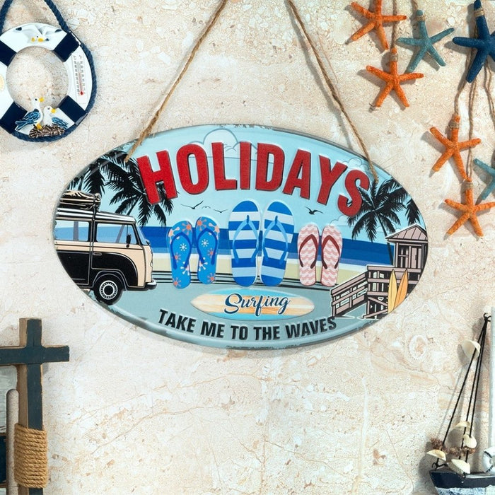 Oval Plates Big Wall Sign – Holiday Beach - eazy wagon