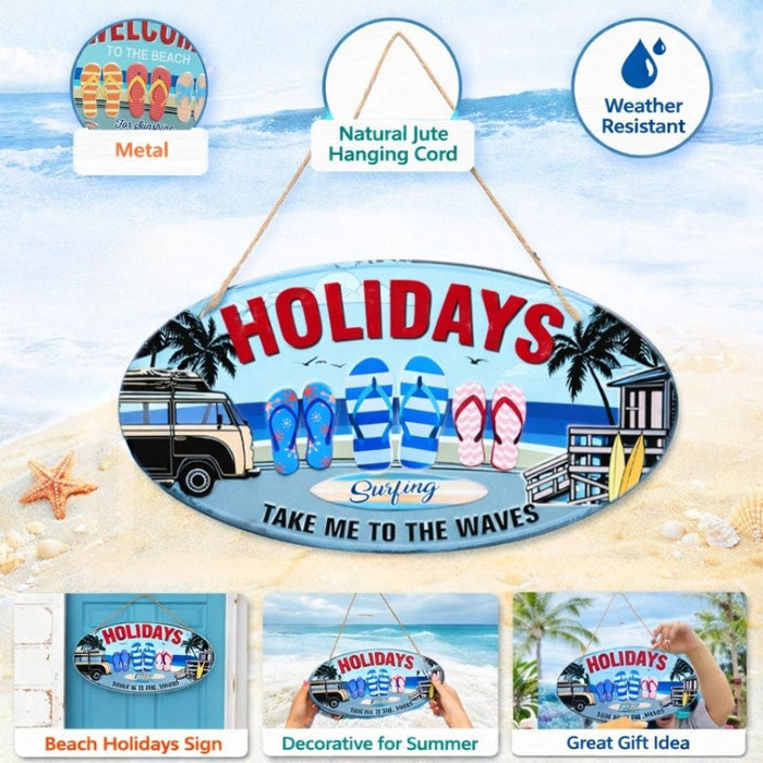 Oval Plates Big Wall Sign – Holiday Beach - eazy wagon