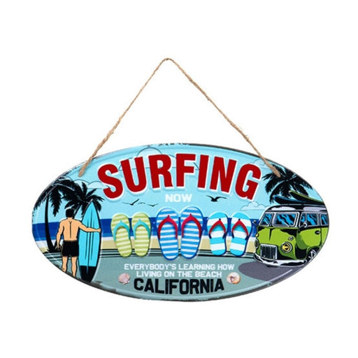 Oval Plates Big Wall Sign – Surfing Beach - eazy wagon