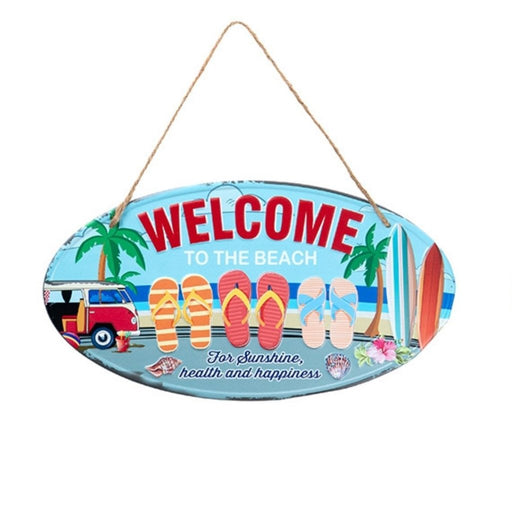 Oval Plates Big Wall Sign – Welcome Beach - eazy wagon