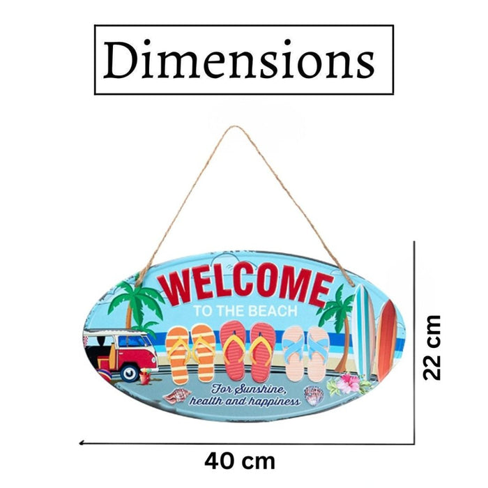 Oval Plates Big Wall Sign – Welcome Beach - eazy wagon