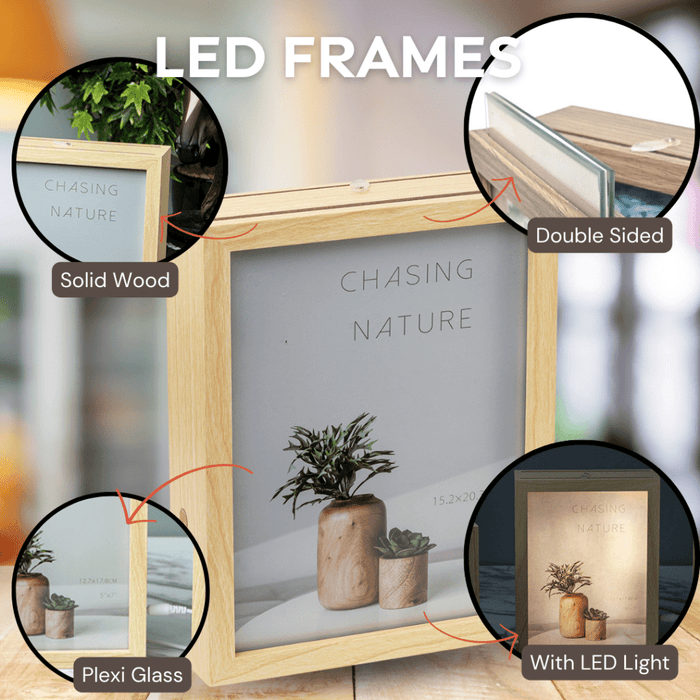 Photo Frames - Beige Double Sided LED Frame - eazy wagon