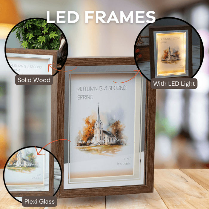 Photo Frames - Brown Silver With LED Light - eazy wagon