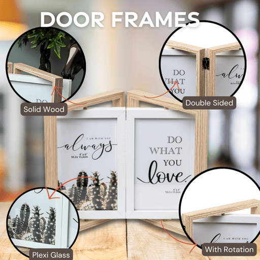 Photo Frames - Double Door Frame with Rotation - Beige - eazy wagon