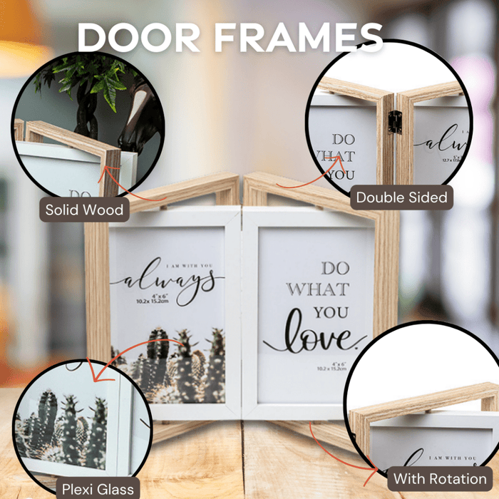 Photo Frames - Double Door Frame with Rotation - Beige - eazy wagon