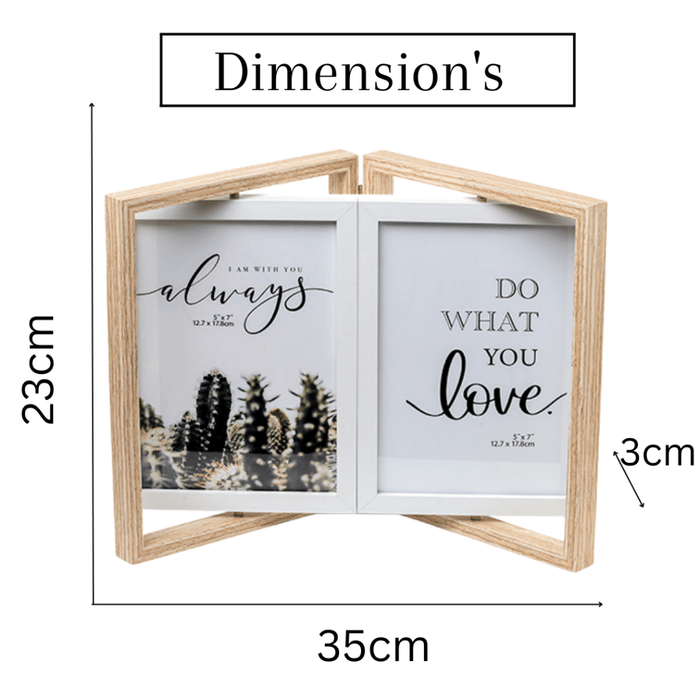 Photo Frames - Double Door Frame with Rotation - Beige - eazy wagon