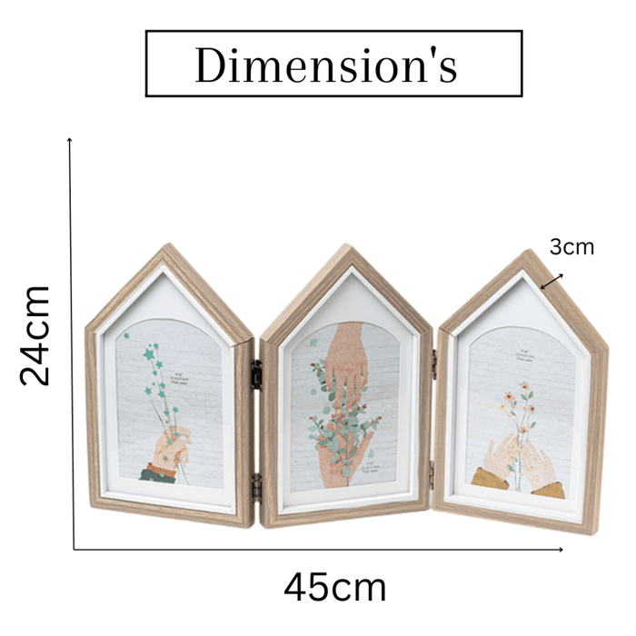 Photo Frames - Three House shape Brown - eazy wagon
