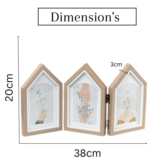 Photo Frames - Three House shape Brown - eazy wagon