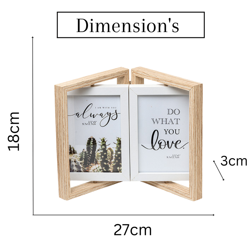 Photo Frames - Double Door Frame with Rotation - Beige