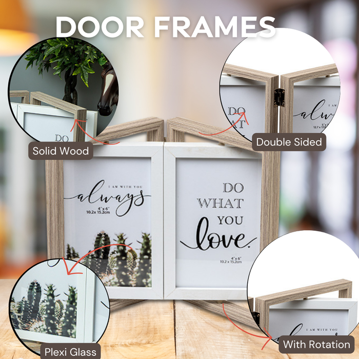 Photo Frames - Double Door Frame with Rotation - Grey