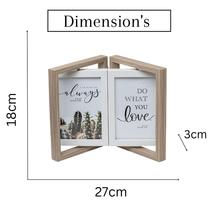 Photo Frames - Double Door Frame with Rotation - Grey
