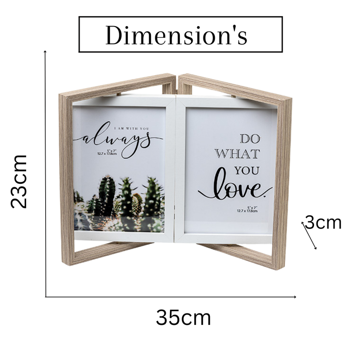 Photo Frames - Double Door Frame with Rotation - Grey