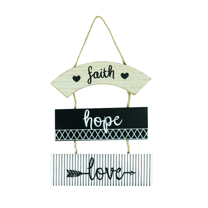 Positive Quotes Wall Hanging - Faith Hope Love - eazy wagon