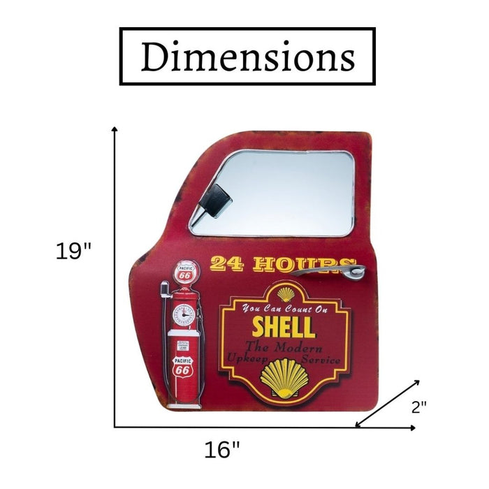 Retro Car Door Mirror - Vintage Shell 24 Hours Fuel Station Car Door - eazy wagon