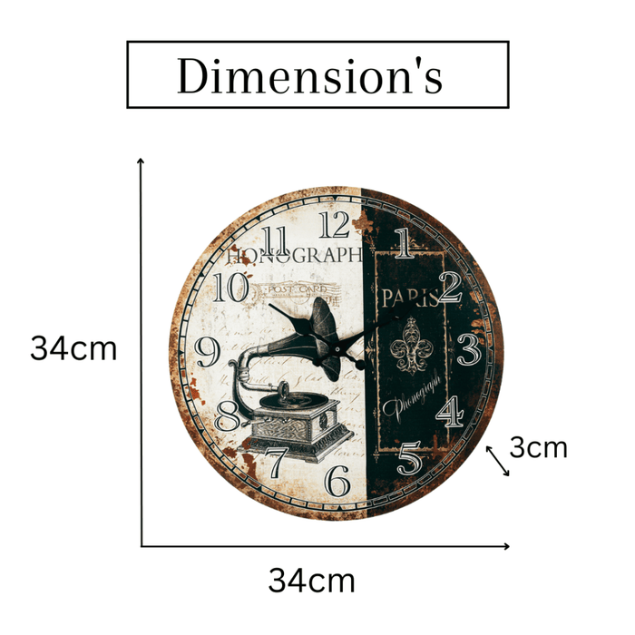 Retro MDF Clock - Gramophone Dial - eazy wagon