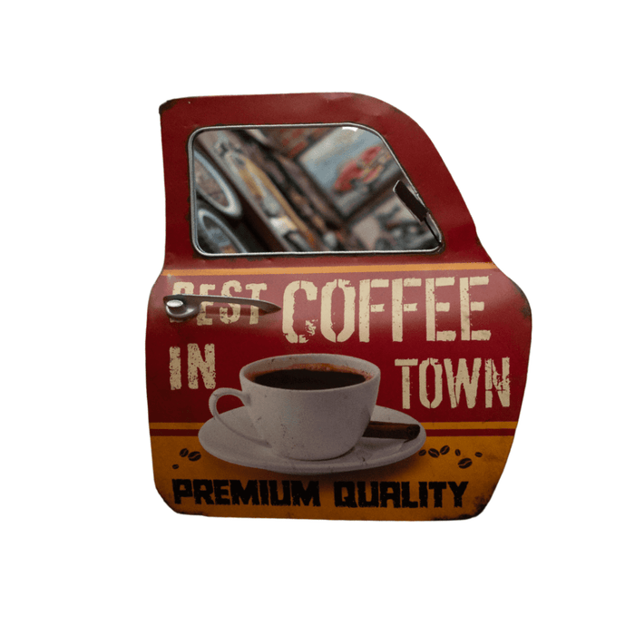 Retro Wall Décor With Mirror - Coffee In Town - eazy wagon