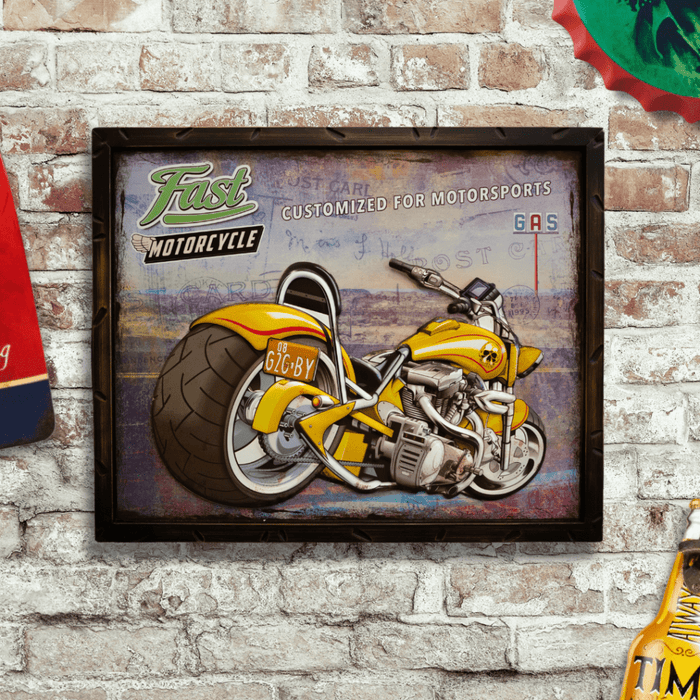 Retro Wall Frame - Motorcycle Chopper - eazy wagon