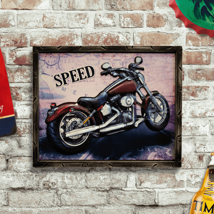 Retro Wall Frame - Motorcycle FatBoy - eazy wagon